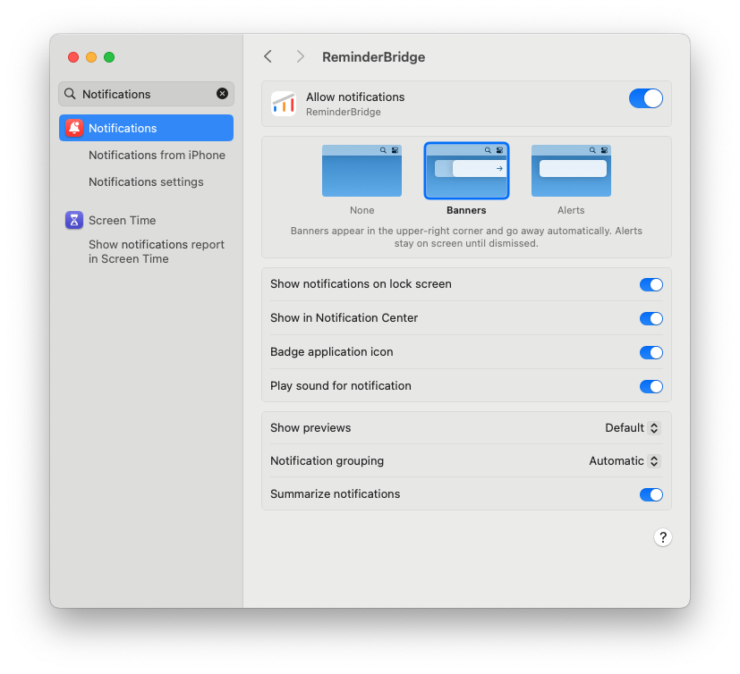 Notifcation Settings Permissions